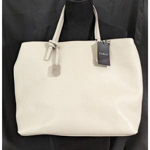 New Furla light marble leather tote shoulder bag purse made in Italy